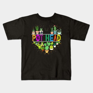 Plant Lover And Gardener Pot Head Succulent Kids T-Shirt